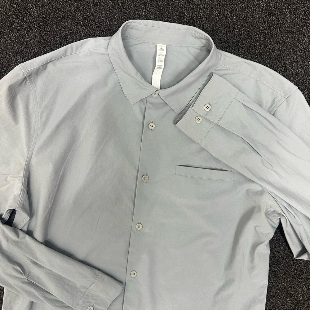 Lululemon Commission Shirt Men’s L Grey Long Sleeve Button Up Vented
